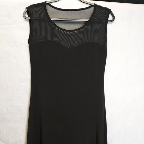 Get Laud Maxi Dress M Bodycon Black Sheer Mesh Top Sweetheart Stretch Sleeveless - Picture 4 of 12